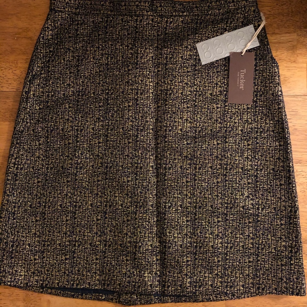 NWT TUCKER FOR TARGET BLACK AND GOLD BROCADE SKIRT